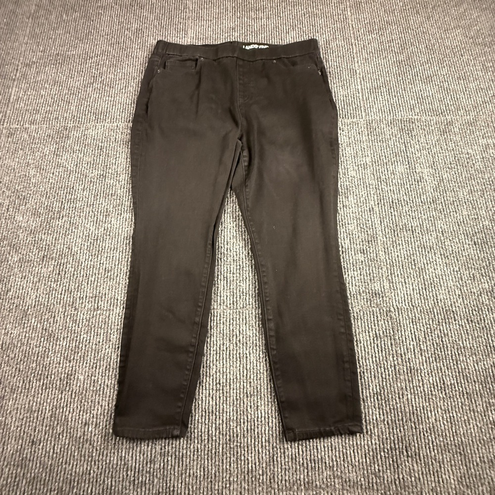 Lands End Womens Size 16P Starfish Slim Leg Jeans‎ Black Pull On Petite 513605